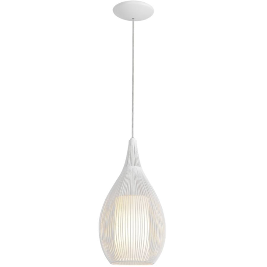 Pendellampe Razoni Weiss Glas/Metall 19 cm 150 cm - Material: Metall/Glas - Pendellampe