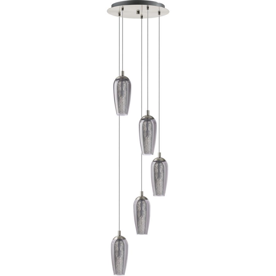 Eglo Pendellampe Farsala Grau Stahl 150 cm - Farbe: klar - LED - Lichtfarbe: Warmweiss - Material: Stahl/ Glas - Pendellampe- LED Energiesparlampe