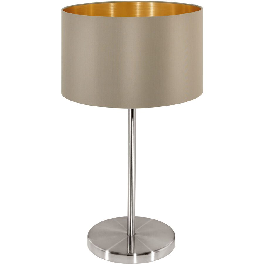 Tischlampe Maserlo Braun/Grau Stahl/Stoff 42 cm - Farbe: taupe - Tischlampe