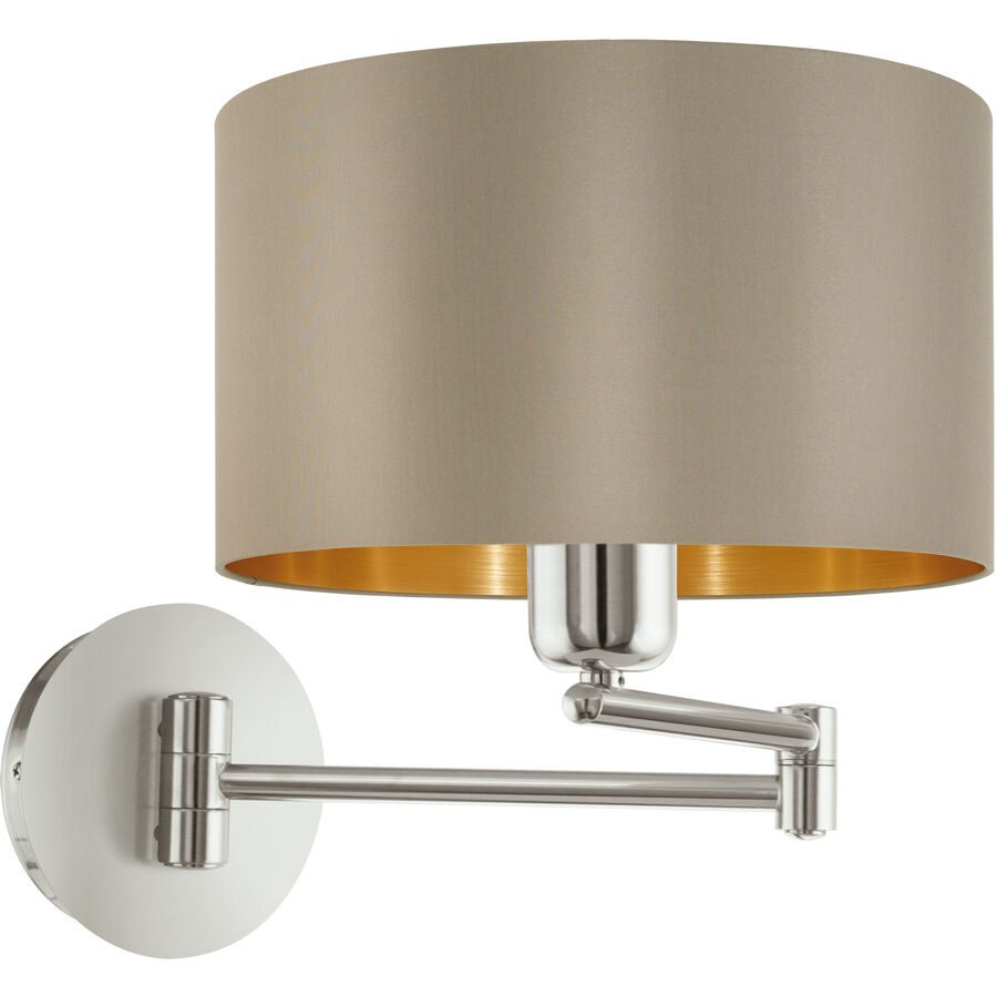 Wandlampe Maserlo Braun/Grau Stahl/Stoff 26 cm - Farbe: taupe - Wandlampe
