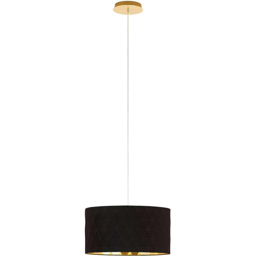 Pendellampe Dolorita Gold/Schwarz Stahl/Stoff 150 cm - Farbe: schwarz-gold - Pendellampe