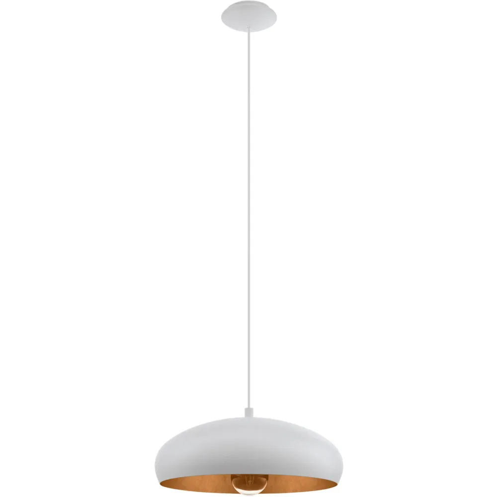 Pendellampe Mogano 1 Kupfer/Weiss Stahl 110 cm - Farbe: Weiss/Kupfer - Pendellampe