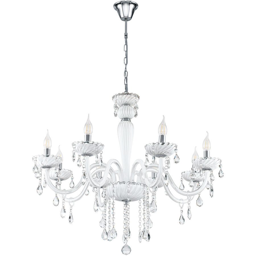Pendellampe Carpento Weiss/Grau Stahl/Glas 130 cm - Farbe: chrom/weiss - Material: Stahl/ Glas - Pendellampe