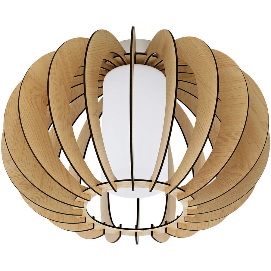 Deckenlampe Stellato 1 Weiss Stahl/Holz 28 cm - Farbe: Ahorn/weiss - Material: Holz/Stahl - Deckenlampe