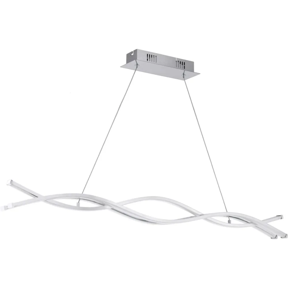 Pendellampe Lasana 2 Weiss/Grau Aluminium/Kunststoff/Stahl 100 cm 120 cm - Farbe: chrom/weiss - LED - Lichtfarbe: Warmweiss - Material: