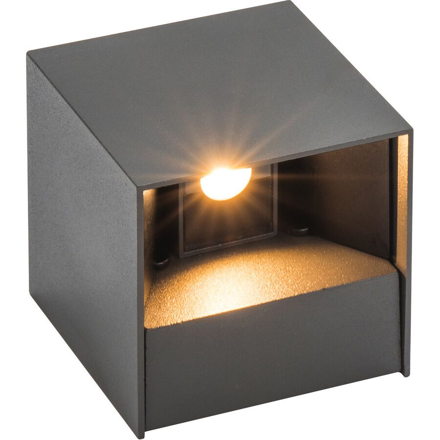Wandlampe aussen Durant Grau Aluminium 8 cm 8 cm - Farbe: anthrazit - LED - Lichtfarbe: Warmweiss - Material: Aluguss - Wandlampe aussen- LED