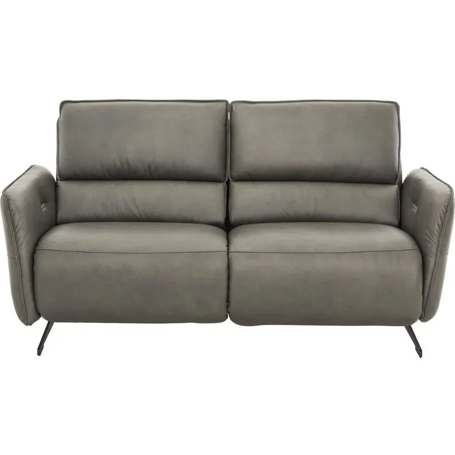 Sofa Leon Grau Leder 165 cm 91 cm - Farbe: anthrazit - Sofa