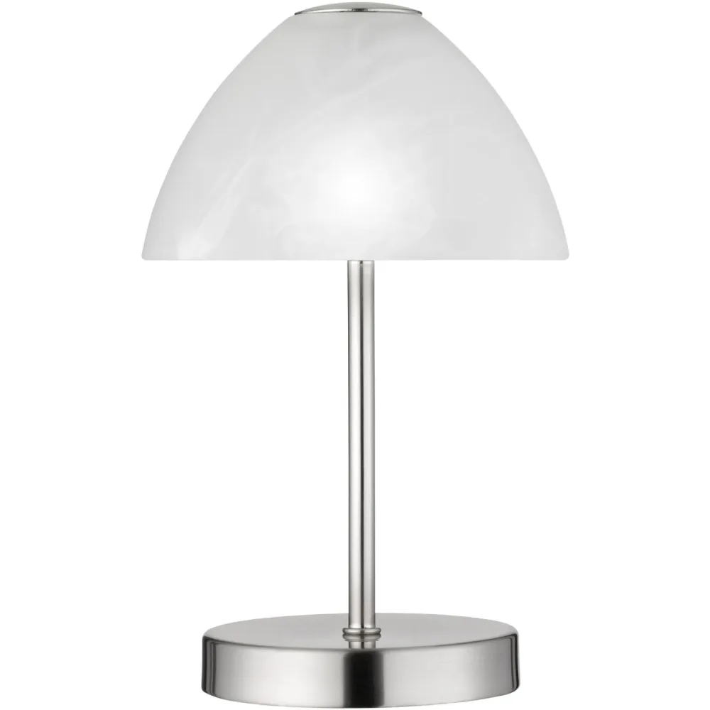 Tischlampe Artis Weiss/Silber Glas 15 cm 24 cm - Farbe: Alabaster weiss/Silber - LED - Lichtfarbe: Warmweiss - Tischlampe- LED Energiesparlampe