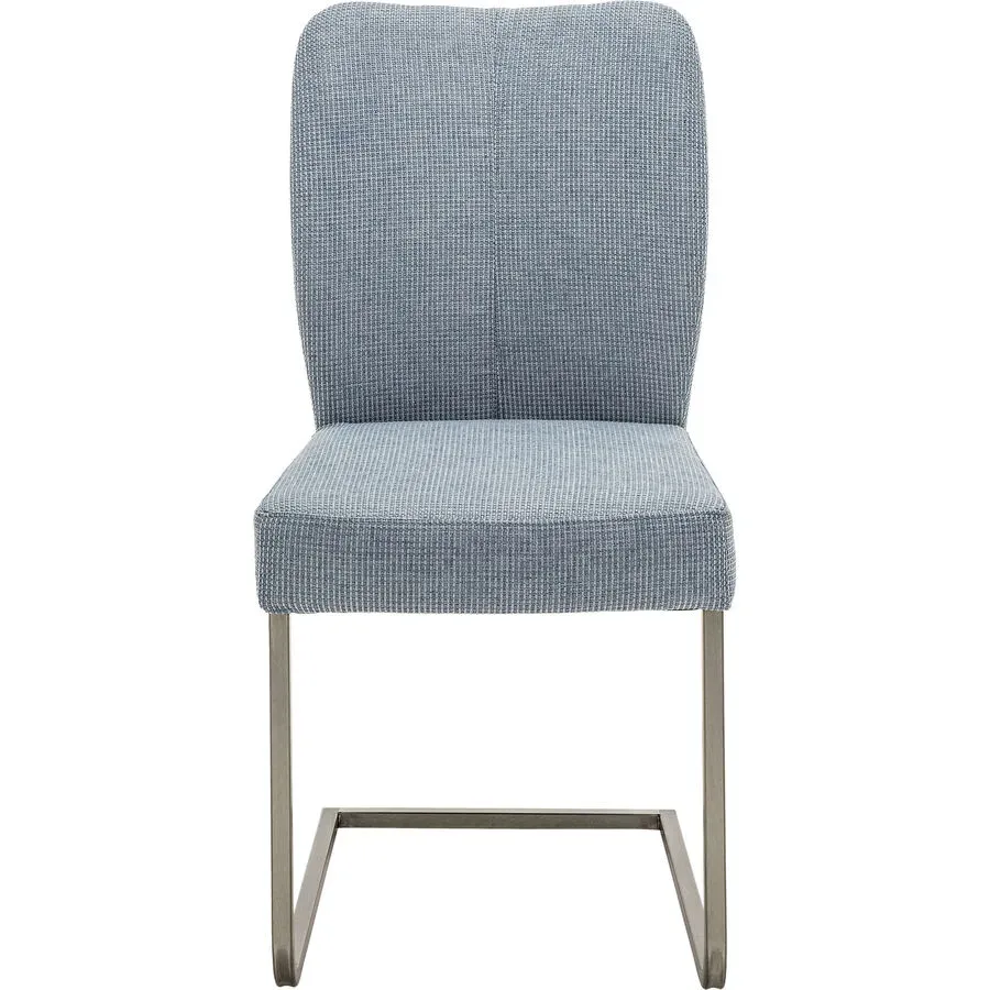 Freischwingerstuhl Diego Blau/Silber Stoff/Edelstahl 44 cm 92 cm - Farbe: Blau/Edelstahl gebürstet - Material: Stoff/Edelstahl gebürstet -
