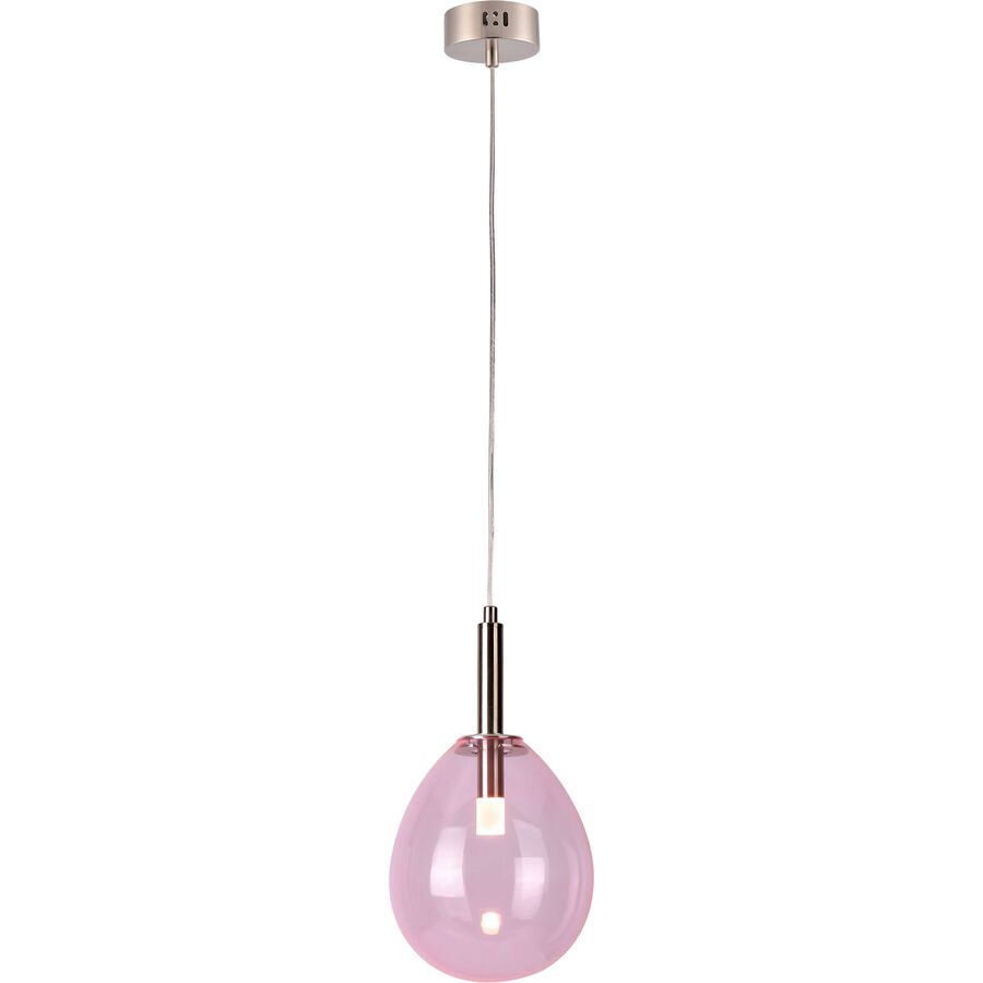 Pendellampe Gabas Rosa/Roségold Glas 18 cm 100 cm - Farbe: Pink/Roségold - LED - Lichtfarbe: Warmweiss - Pendellampe- LED Energiesparlampe