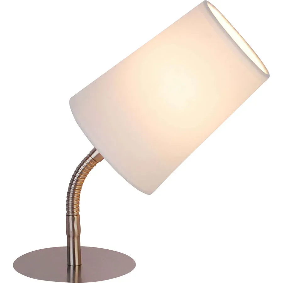 Tischlampe Arconce Weiss/Silber Stoff/Metall 11 cm 27.5 cm - Farbe: Weiss, Silber - Material: Stoff, Metall - Tischlampe