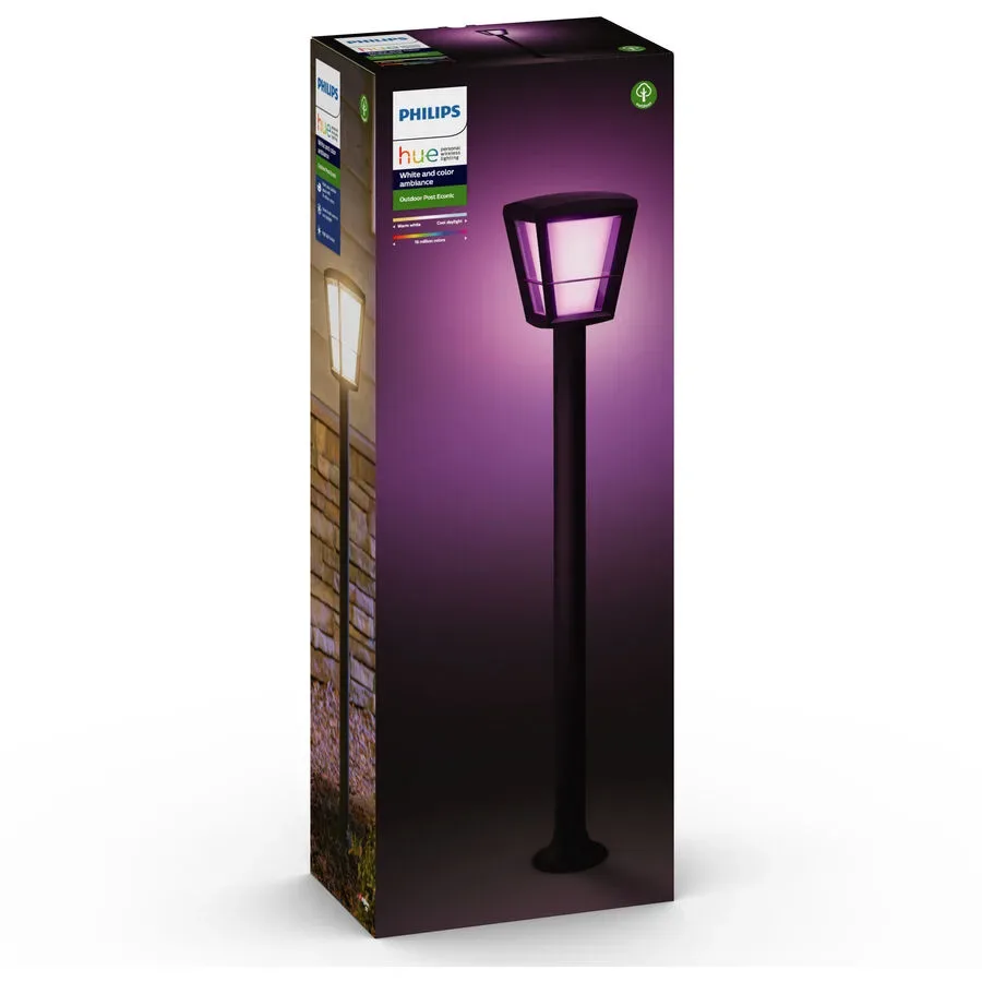Aussenlampe Philips Hue Schwarz Glas/Metall - LED - Lichtfarbe: Warmweiss - Kaltes Tagesweiss - Material: Metall/Glas - Aussenlampe- LED