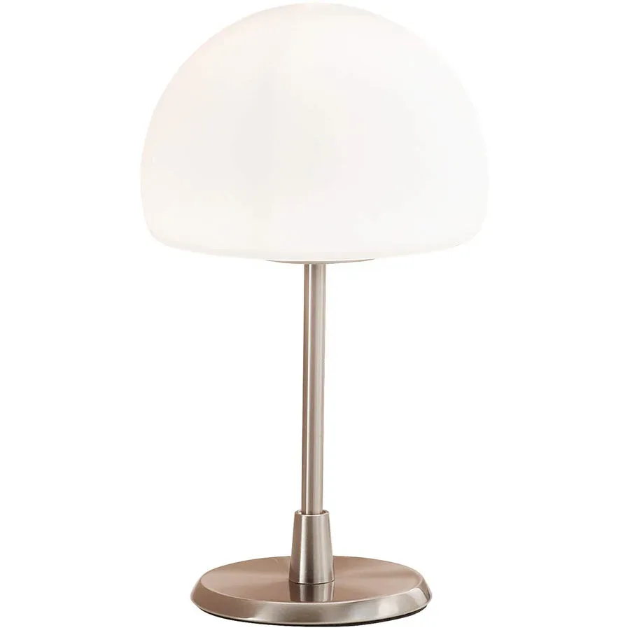 Tischlampe Gaia+ Weiss Glas/Metall 15 cm 26 cm - Farbe: Nickel matt/weiss - LED - Lichtfarbe: Warmweiss - Material: Metall/Glas - Tischlampe- LED