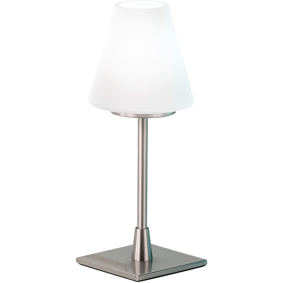 Tischlampe Lucy+ Weiss/Silber Glas/Metall 10 cm 25 cm - Farbe: Nickel matt/weiss - LED - Lichtfarbe: Warmweiss - Material: Metall/Glas - Tischlampe-