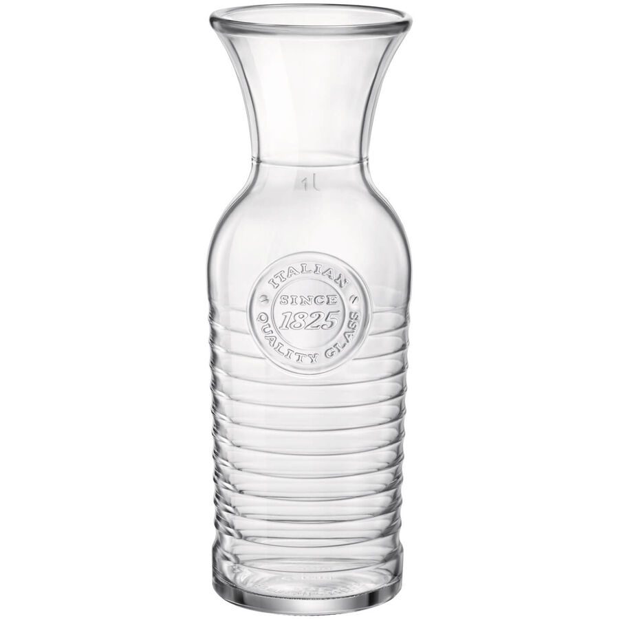 Bormioli Rocco Glas-Karaffe Officina mit Eichstrich; 1183 ml, 9.6x27.5 cm (ØxH); transparent; 1 l Eichstrich, 6 Stück / Pack