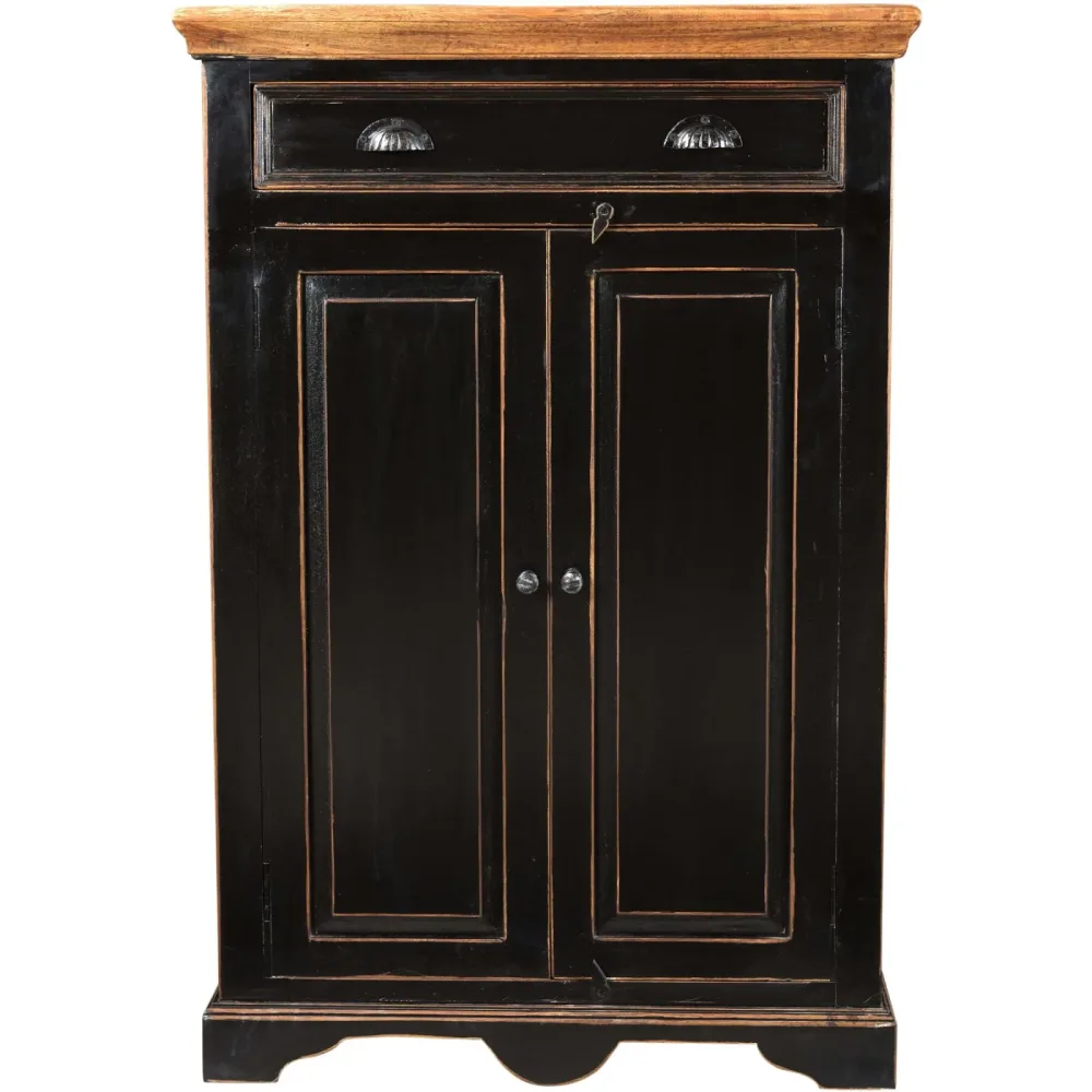 Highboard Sica Schwarz/Gelb Holz 80 cm 120 cm - Farbe: Schwarz und Honig - Material: Mangoholz - Highboard