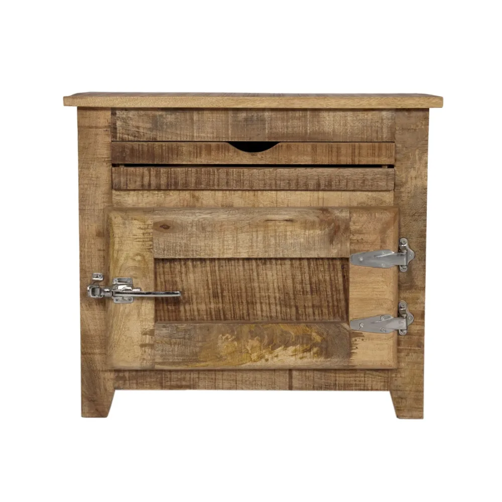 Kommode Fiori Braun/Silber Holz/Metall 67 cm 30 cm - Farbe: Natur, Silber - Material: Holz, Metall - Kommode