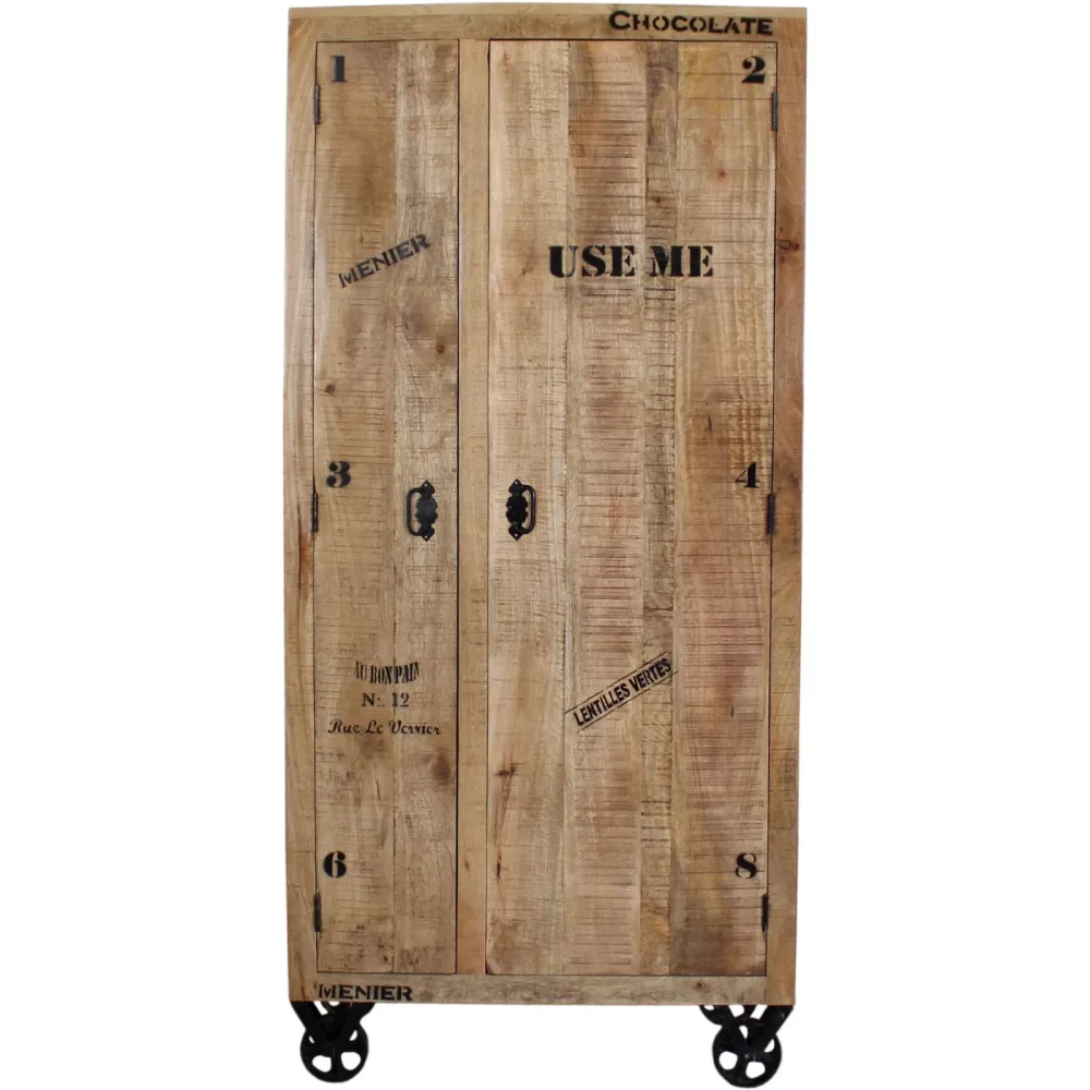 Schrank Rusc Braun Holz 90 cm 190 cm - Farbe: natur - Material: Mangoholz - Schrank
