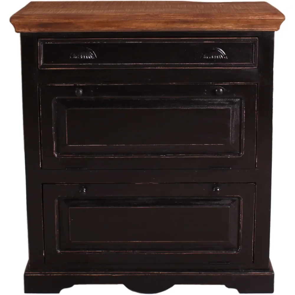 Schuhschrank Sica Schwarz Holz 85 cm 90 cm - Schuhschrank