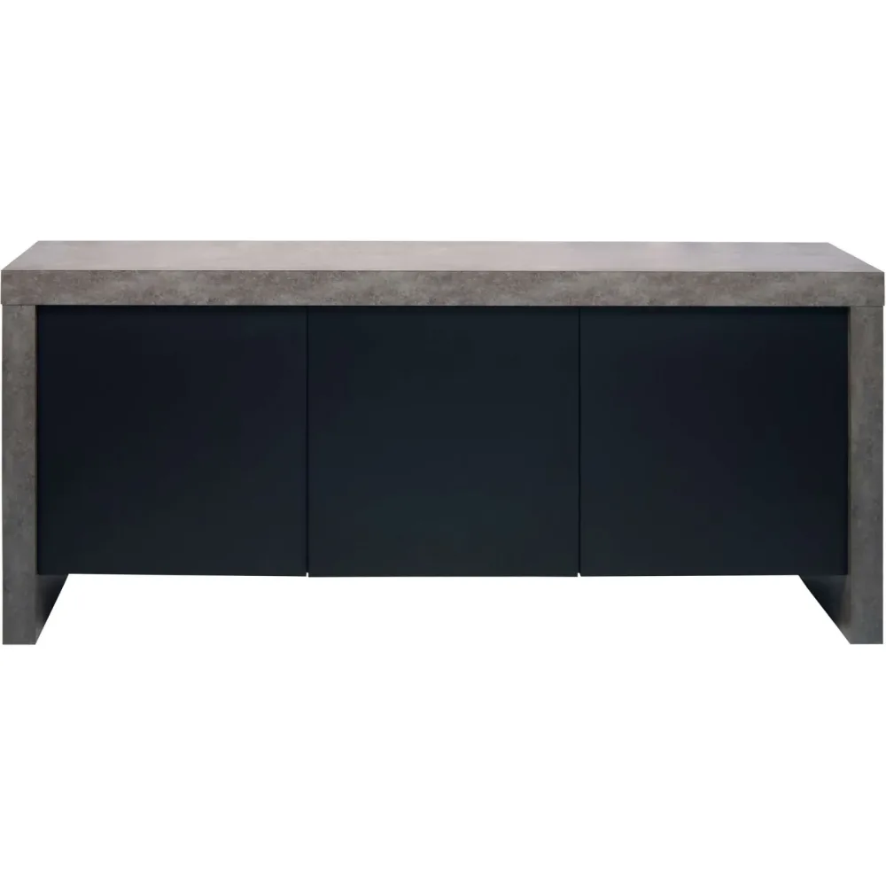 Sideboard Mill Grau/Schwarz Holzwerkstoff 188 cm 79 cm - Farbe: Betongrau, Schwarz - Sideboard