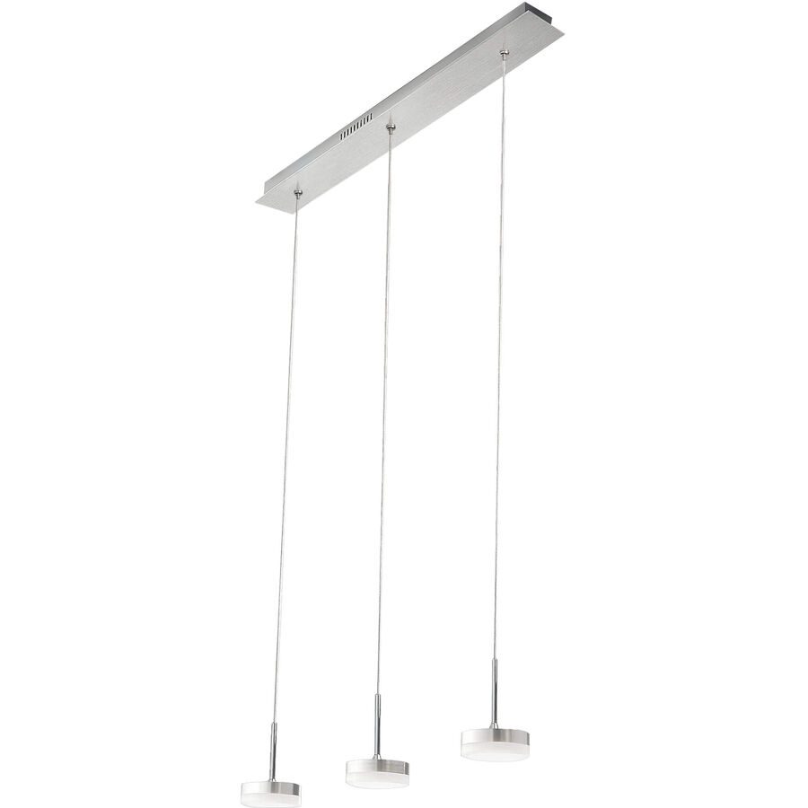 Pendellampe Dilan Silber Metall 65 cm 200 cm - Farbe: Aluminium gebürstet - LED - Lichtfarbe: Warmweiss - Pendellampe- LED Energiesparlampe