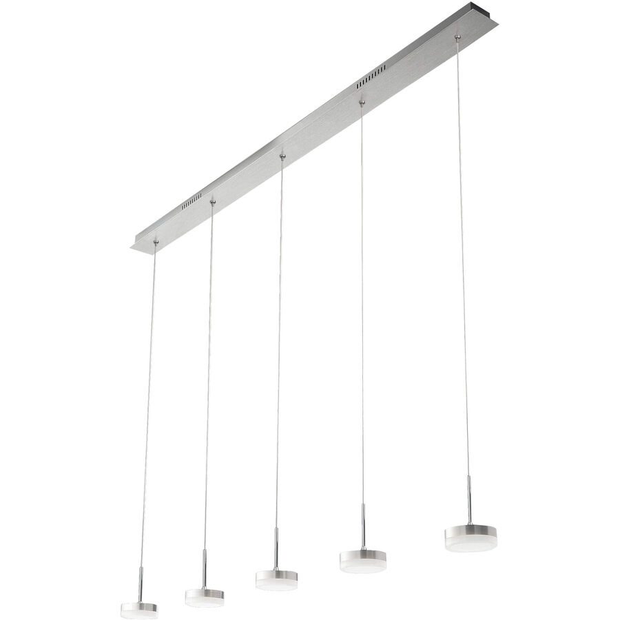 Pendellampe Dilan Silber Metall 136 cm 200 cm - Farbe: Aluminium gebürstet - LED - Lichtfarbe: Warmweiss - Pendellampe- LED Energiesparlampe