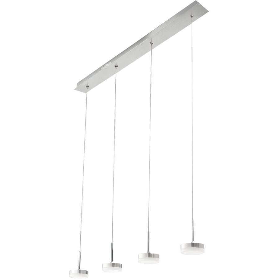 Pendellampe Dilan Silber Metall 90 cm 200 cm - Farbe: Aluminium gebürstet - LED - Lichtfarbe: Warmweiss - Pendellampe- LED Energiesparlampe