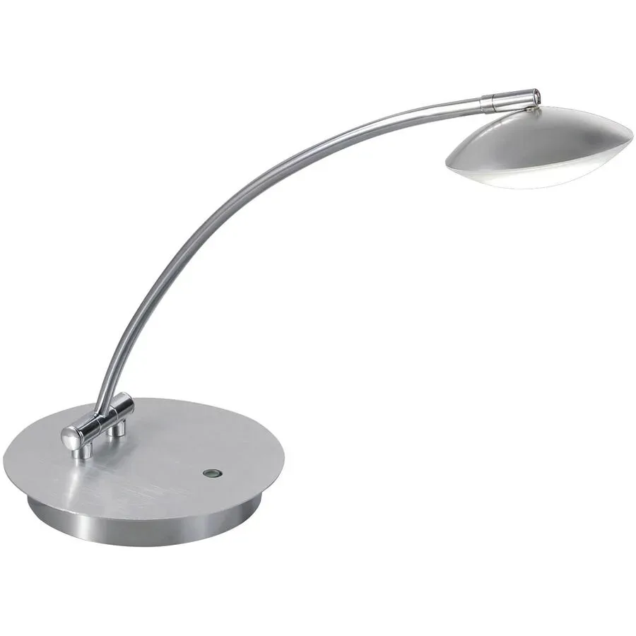 Tischlampe Hara Grau Metall 43 cm 48 cm - Farbe: Alu. gebürstet/chrom - LED - Lichtfarbe: Warmweiss - Tischlampe- LED Energiesparlampe