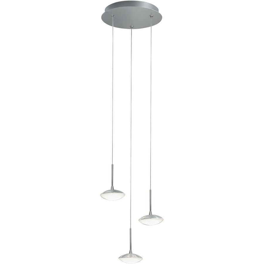 Pendellampe Hara Silber Metall 200 cm - Farbe: Aluminium gebürstet - LED - Lichtfarbe: Warmweiss - Pendellampe- LED Energiesparlampe