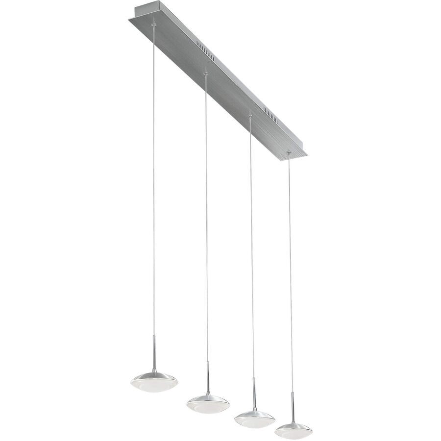 Pendellampe Hara Silber Metall 90 cm 200 cm - Farbe: Aluminium gebürstet - LED - Lichtfarbe: Warmweiss - Pendellampe- LED Energiesparlampe