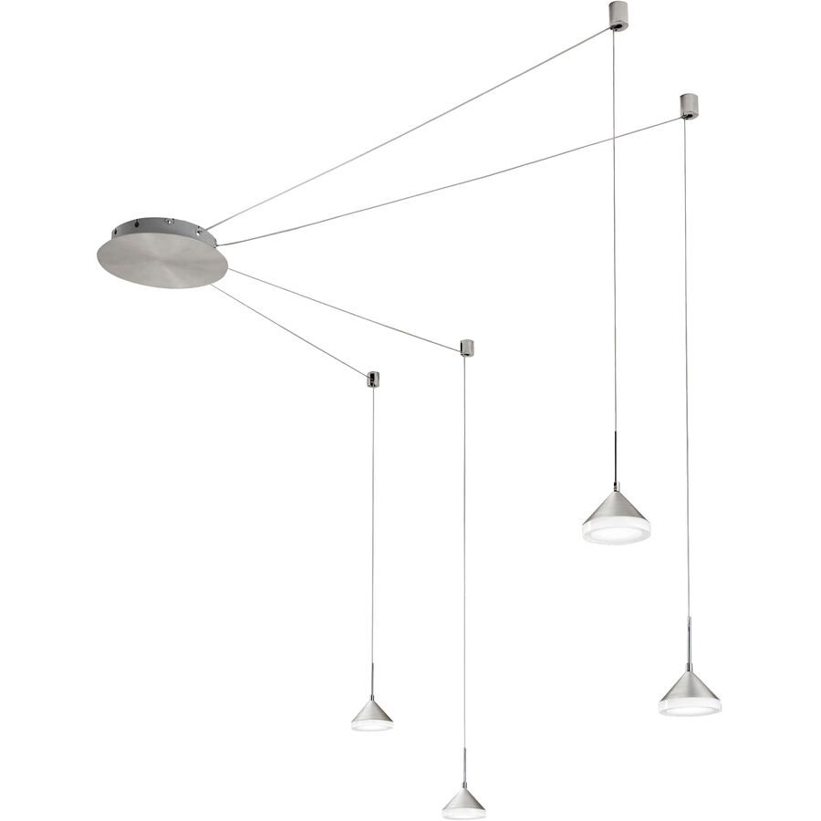 Pendellampe Devin Grau Metall 700 cm 350 cm - Farbe: Nickel sat./chrom/Alu - LED - Lichtfarbe: Warmweiss - Pendellampe- LED Energiesparlampe
