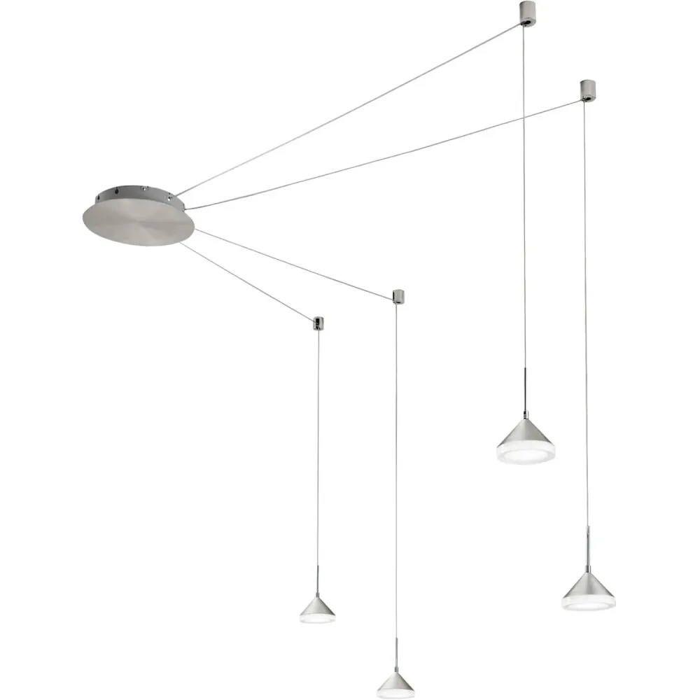 Pendellampe Devin Grau Metall 700 cm 350 cm - Farbe: Nickel sat./chrom/Alu - LED - Lichtfarbe: Warmweiss - Pendellampe- LED Energiesparlampe