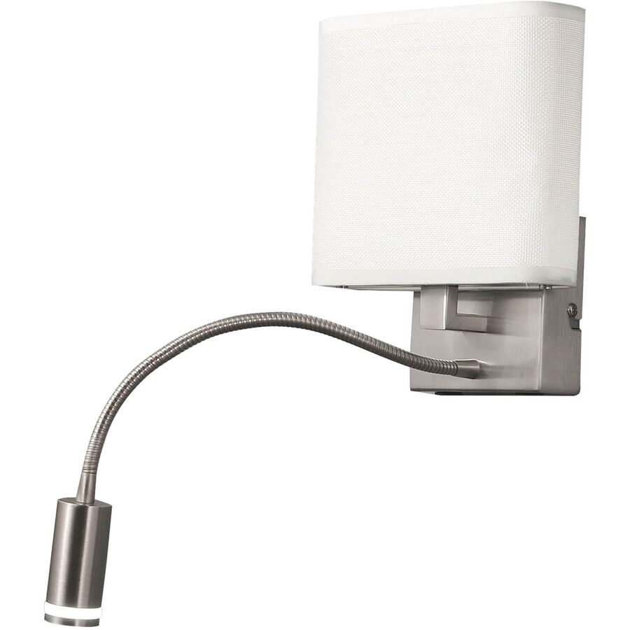 Wandlampe Valo Grau Metall 18 cm 20 cm - Farbe: Nickel satiniert - LED - Lichtfarbe: Warmweiss - Wandlampe- LED Energiesparlampe
