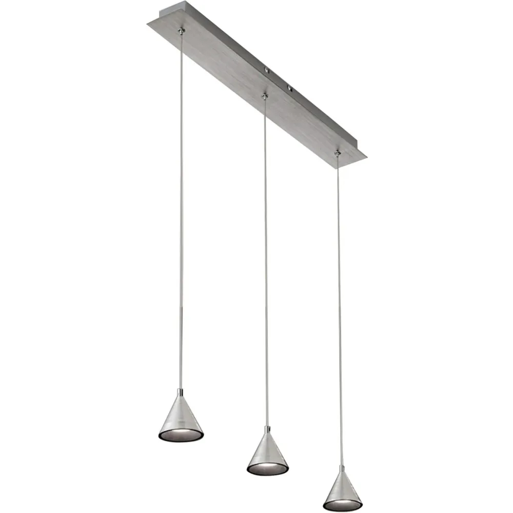 Pendellampe Dalia Silber Metall 65 cm 200 cm - Farbe: Aluminium satiniert - LED - Lichtfarbe: Warmweiss - Pendellampe- LED Energiesparlampe
