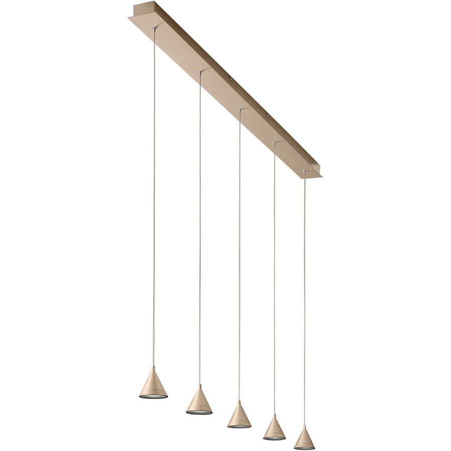 Pendellampe Dalia Gold Metall 136 cm 200 cm - Farbe: Gold edelmatt - LED - Lichtfarbe: Warmweiss - Pendellampe- LED Energiesparlampe