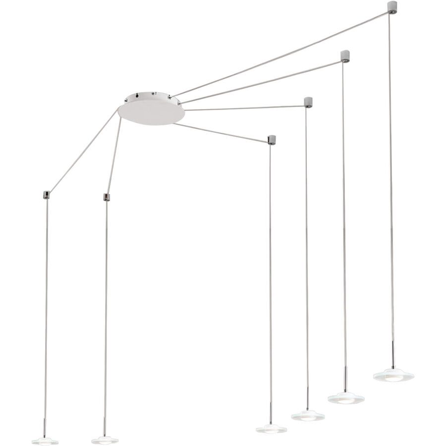 Pendellampe Suri Weiss/Grau Metall 700 cm 350 cm - Farbe: weiss/chrom - LED - Lichtfarbe: Warmweiss - Pendellampe- LED Energiesparlampe