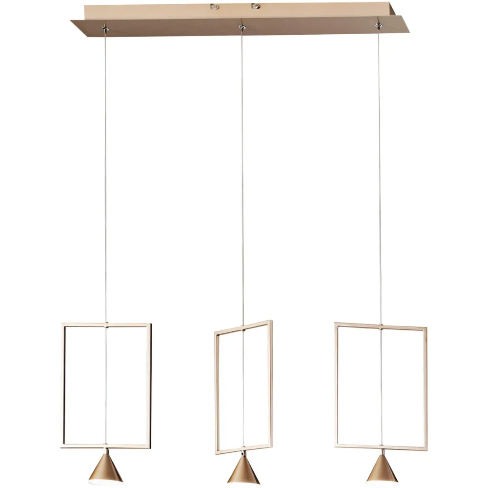Pendellampe Dane Gold Metall 73 cm 200 cm - Farbe: Gold edelmatt - LED - Lichtfarbe: Warmweiss - Pendellampe- LED Energiesparlampe