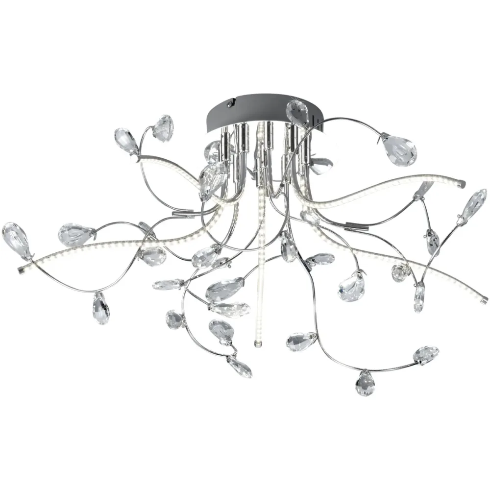 Deckenlampe Circae Grau Chrom/Glas 54 cm 30 cm - LED - Lichtfarbe: Warmweiss - Deckenlampe- LED Energiesparlampe