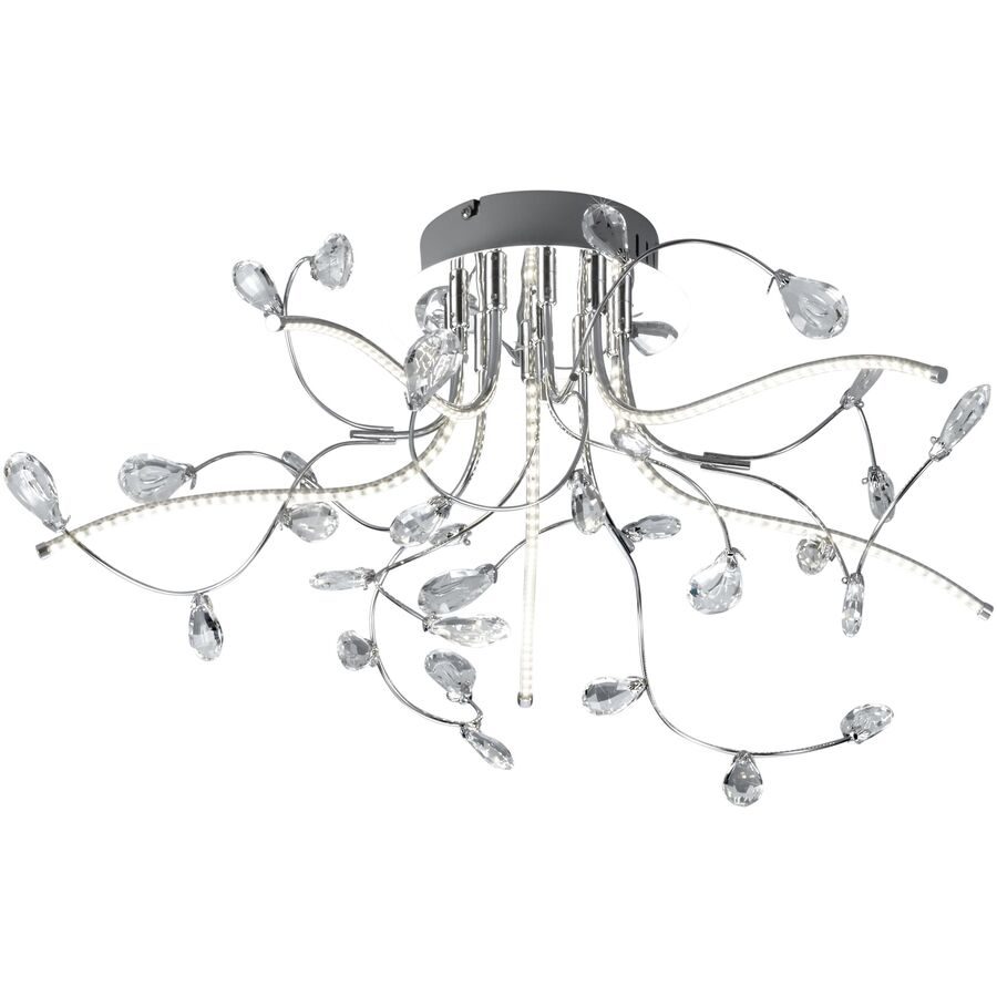 Deckenlampe Circae Grau Chrom/Glas 54 cm 30 cm - LED - Lichtfarbe: Warmweiss - Deckenlampe- LED Energiesparlampe