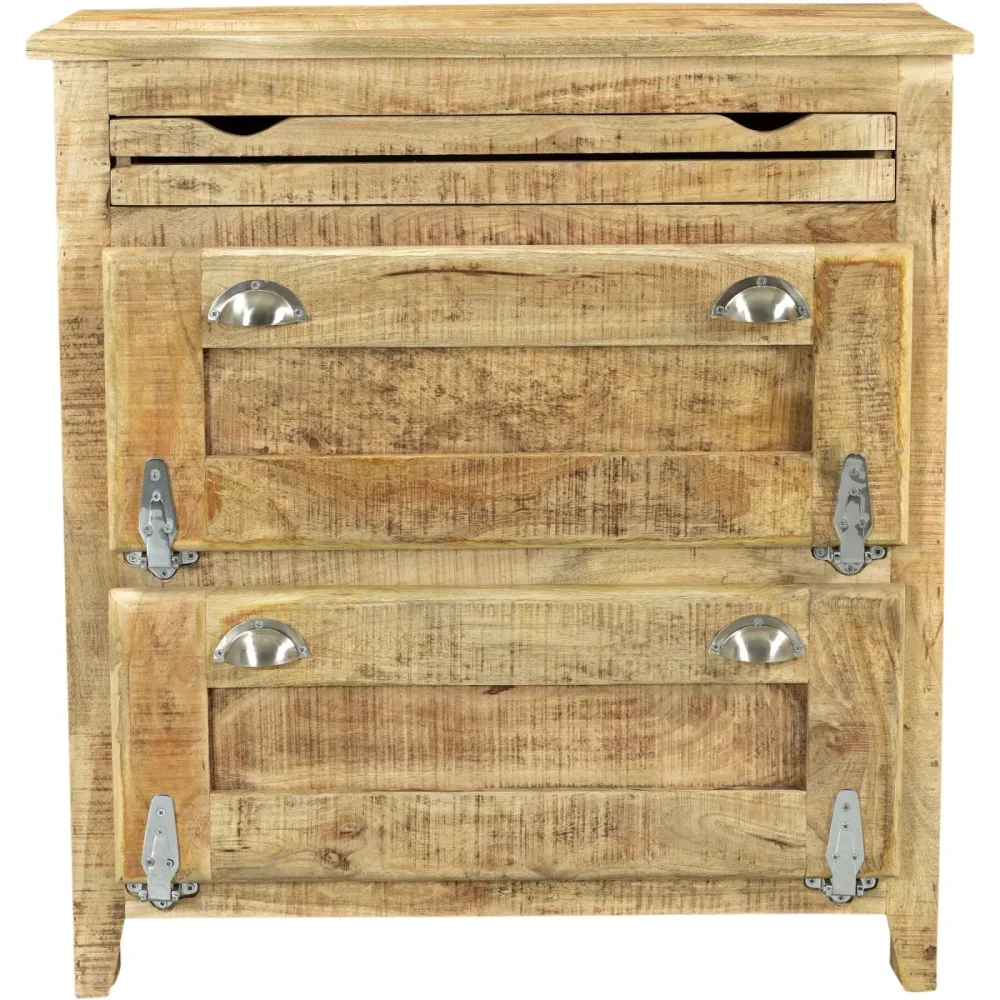 Schuhschrank Fiori Braun Holz 85 cm 90 cm - Farbe: natur - Material: Mango - Schuhschrank