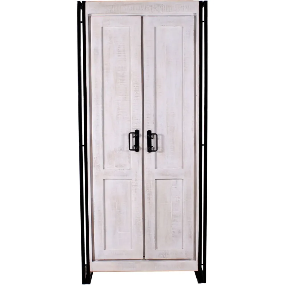 Schrank Wineo Schwarz/Weiss Holz<multisep/>Metall 80 cm 180 cm - Farbe: weiss/schwarz - Material: Holz/Metall - Schrank