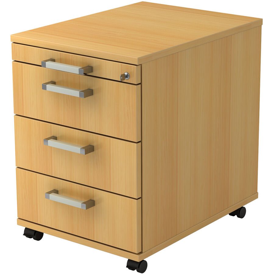 Rollcontainer Office Braun/Grau Holz/Metall 42.8 cm 59 cm 58 cm - Farbe: Buche Dekor/Chrom - Material: Holzwerkstoff/Metall - Rollcontainer