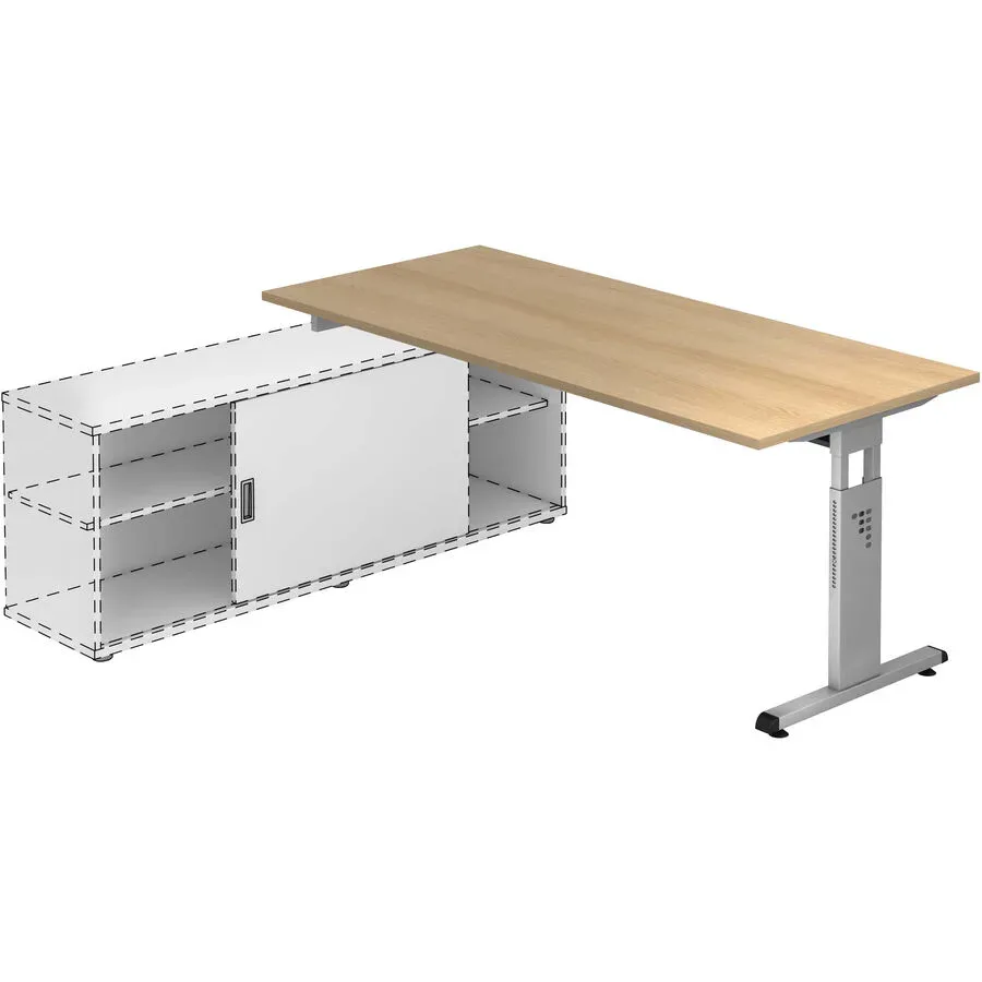 Anbauschreibtisch Office Braun Holz 180 cm Höhenverstellbar (manuell) - Farbe: Eiche Dekor - Material: Holzwerkstoff - Anbauschreibtisch