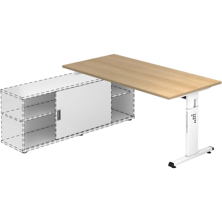 Anbauschreibtisch Office Braun Holz 160 cm Höhenverstellbar (manuell) - Farbe: Eiche Dekor - Material: Holzwerkstoff - Anbauschreibtisch