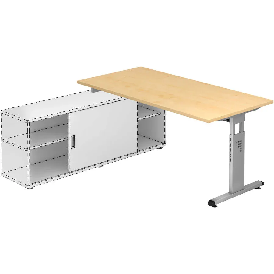Anbauschreibtisch Office Holz 160 cm Höhenverstellbar (manuell) - Farbe: Ahorn Dekor - Material: Holzwerkstoff - Anbauschreibtisch