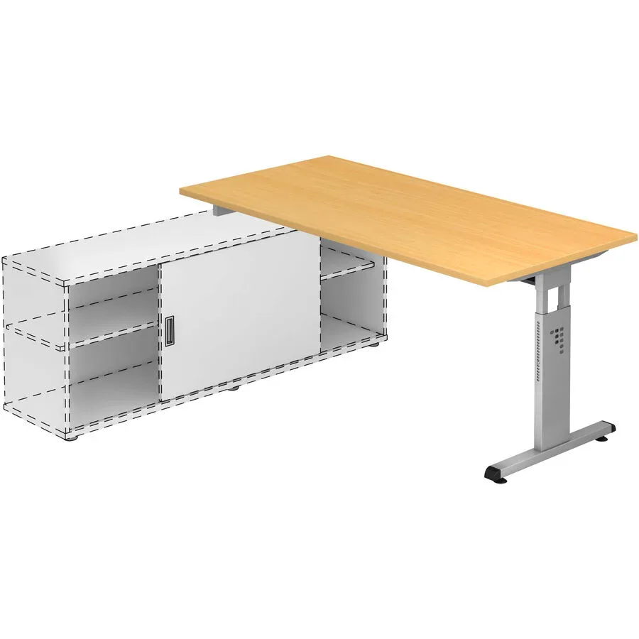 Anbauschreibtisch Office Braun Holz 160 cm Höhenverstellbar (manuell) - Farbe: Buche Dekor - Material: Holzwerkstoff - Anbauschreibtisch