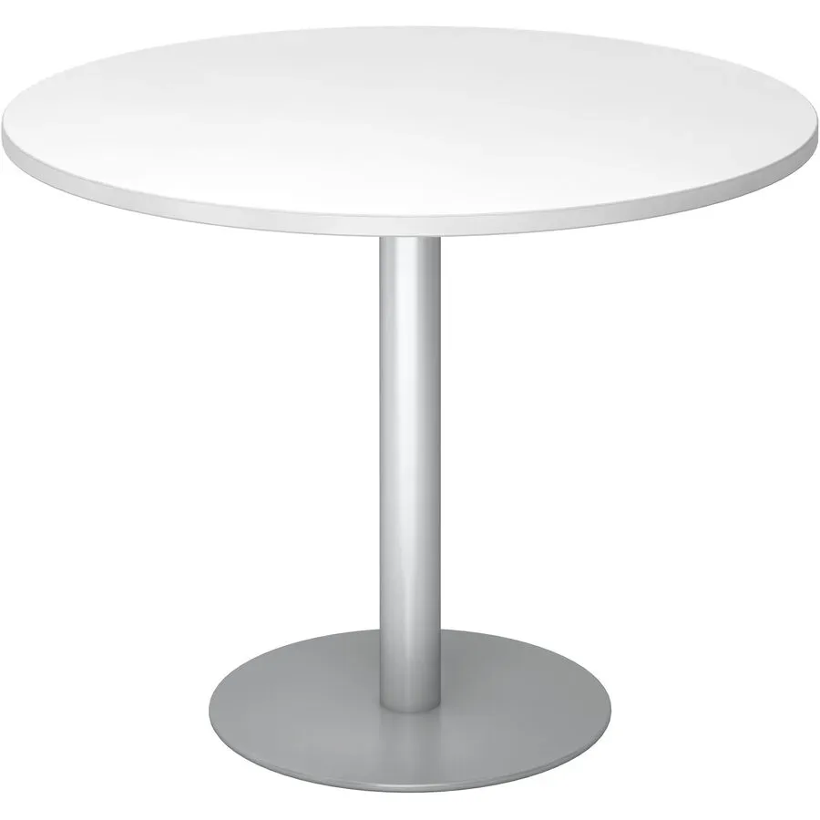 Hammerbacher Säulentisch Silber, Weiß Melaminharzbeschichtete Spanplatte STF10 1.000 x 745 mm