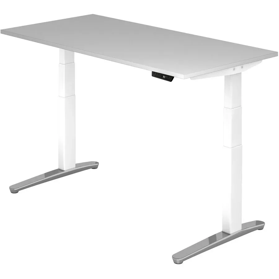 Schreibtisch Office Grau/Weiss Holz 160 cm - Farbe: weiss/grau - Material: Holzwerkstoff - Schreibtisch