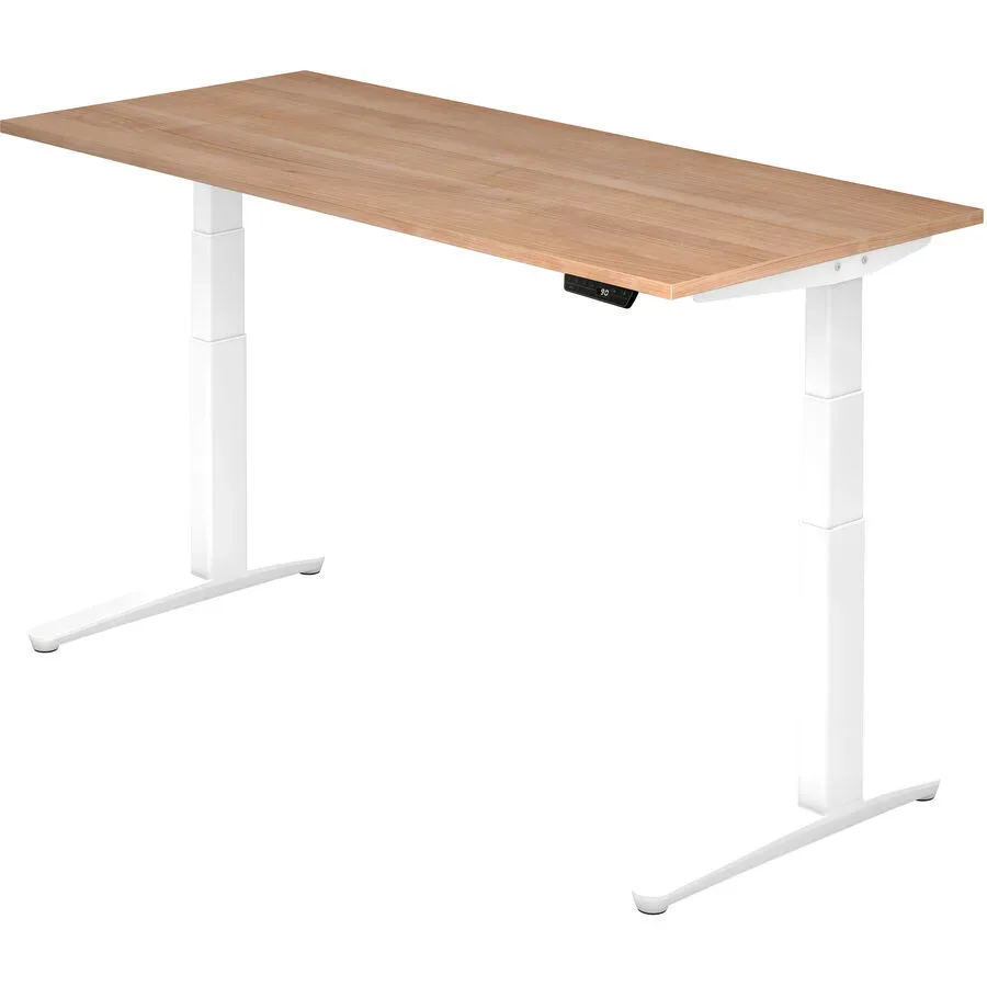 Schreibtisch Office Weiss Holz 180 cm - Farbe: Nussbaum/weiss - Material: Holzwerkstoff - Schreibtisch