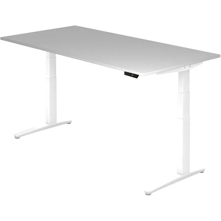 Schreibtisch Office Grau/Weiss Holz 200 cm - Farbe: weiss/grau - Material: Holzwerkstoff - Schreibtisch